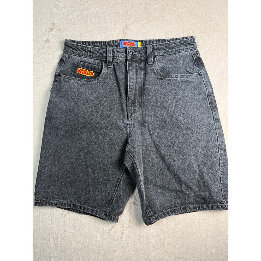 Empyre Schmutz Graffiti Spray Can Denim Shorts Great Mens 32 Black Embroidered - Picture 2 of 8